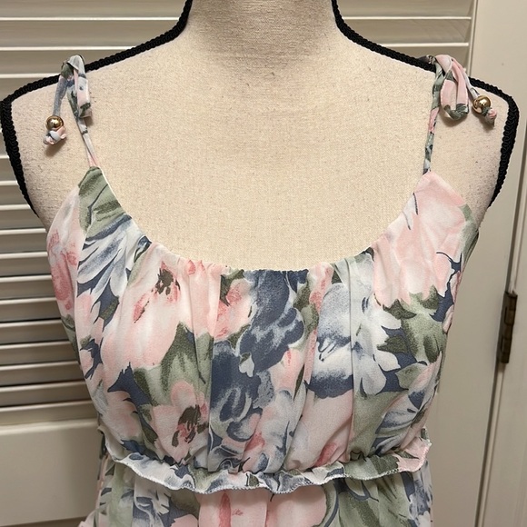 108. Round Neck Spaghetti Straps Floral Skater Minidress - Picture 7 of 14